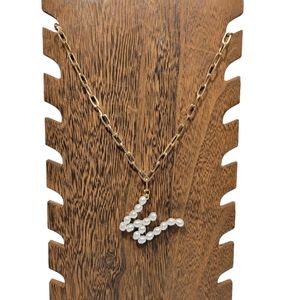 Gold Chain With The Letter W With Pearls